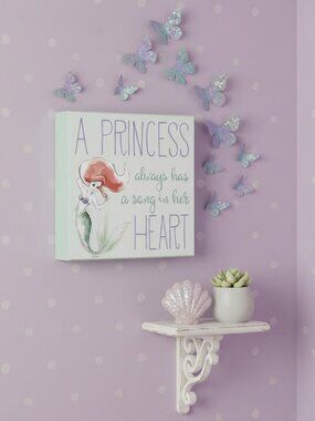 Disney Ariel Little Mermaid Wood Block Wall Art - 6x6 Nursery Decor